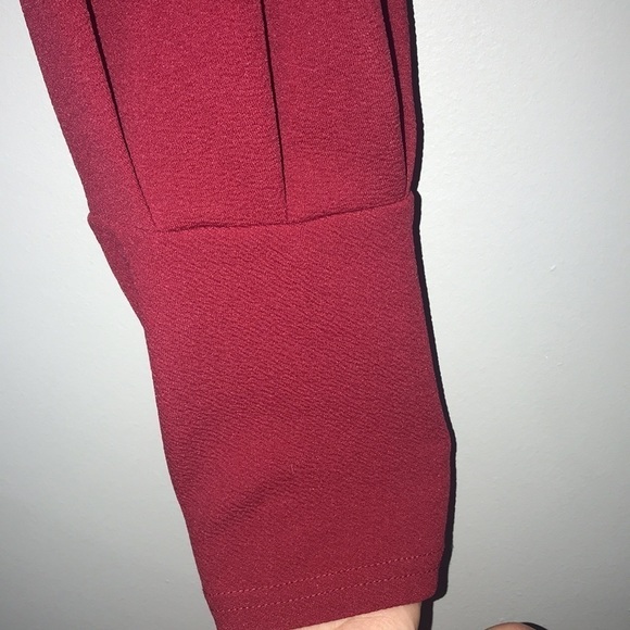 Shein Curve Ruby Red V-Neck Tie Shirt Long Sleeve - Size 1XL - Picture 4 of 5